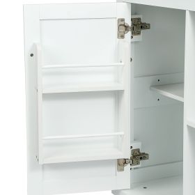 Kitchen Cart with Rubber wood Drop-Leaf Countertop ,Cabinet door internal storage racks