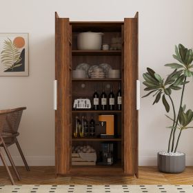 62.99in Kitchen Pantry Cabinet, White Freestanding Buffet Cupboards Sideboard with Doors & Shelves, Kitchen Pantry Storage Cabinet for Kitchen