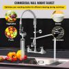 Commercial Faucet Pre-Rinse with Sprayer, 8" Adjustable Center Wall Mount Kitchen Faucet with 12" Swivel Spout