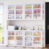 Retro Style Haze Double Glass Door Wall Cabinet With Detachable Shelves for Office, Dining Room,Living Room, Kitchen and Bathroom White Color