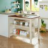 Solid Wood Rustic 3-piece 45" Stationary Kitchen Island Set with 2 Seatings