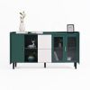 Modern Kitchen Pantry Storage Cabinet , 55" Coffee Bar Storage Cabinet with 2 Drawers, 2 Open Storage Compartment & 2 Glass Doors