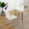 Modern Dining Chairs with Faux Leather Padded Seat Dining Living Room Chairs Upholstered Chair with gold Metal Legs Design for Kitchen, Living