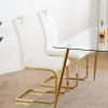 Modern Dining Chairs with Faux Leather Padded Seat Dining Living Room Chairs Upholstered Chair with gold Metal Legs Design for Kitchen, Living