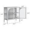 Metal Sideboard Cabinet,Accent Storage Cabinet with 2 Glass doors,Modern Coffee Bar Cabinet with Adjustable Shelves 154 lbs Capacity for Kitchen