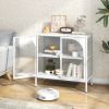 Metal Sideboard Cabinet,Accent Storage Cabinet with 2 Glass doors,Modern Coffee Bar Cabinet with Adjustable Shelves 154 lbs Capacity for Kitchen