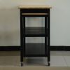 Kitchen Island & Kitchen Cart, Mobile Kitchen Island with Two Lockable Wheels, Rubber Wood Top