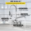 Commercial Faucet Pre-Rinse with Sprayer, 8" Adjustable Center Wall Mount Kitchen Faucet with 12" Swivel Spout
