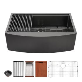 Farmhouse Sink Kitchen Sink Apron Front Single Bowl Workstation Stainless Steel Sink (style: Style 1, size: 30")
